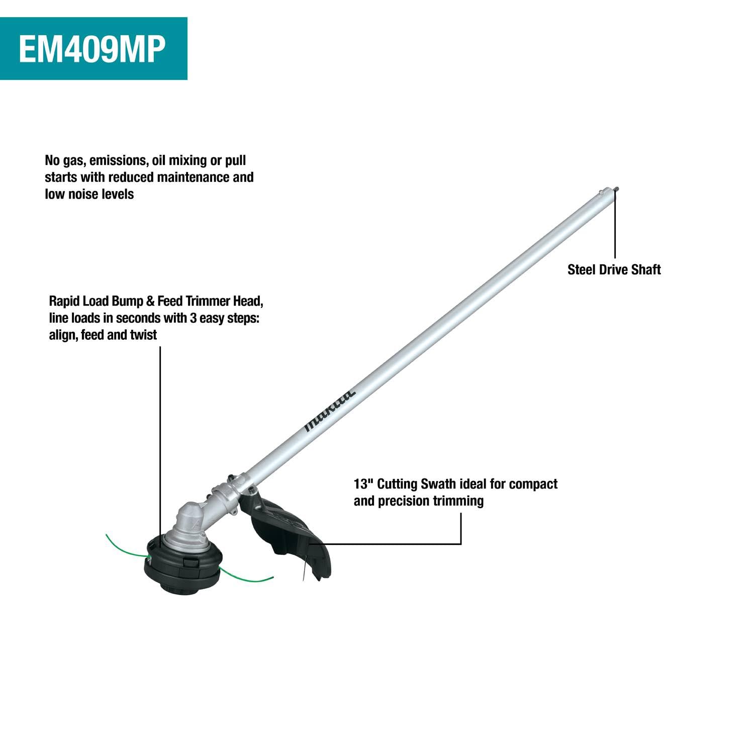 Makita XUX02SM1X5 18V LXT® Brushless Couple Shaft Power Head Kit w/String Trimmer, Pole Saw & Articulating Hedge Trimmer Attachments (4.0Ah) - Image 3